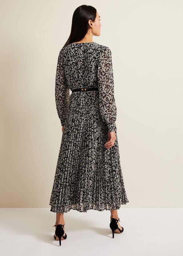 Multicolor Phase Eight Ayana Spot Pleat Midaxi Dress | 7610FHPIK