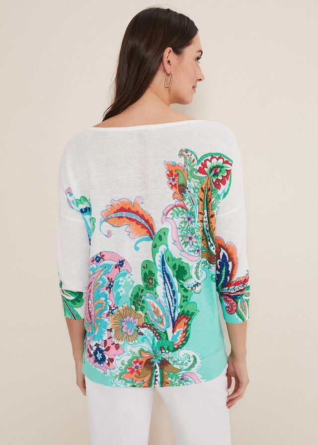 Multicolor Phase Eight Azalia Paisley Print Knitwear | 0234AOKLE