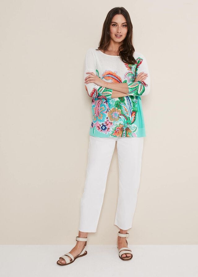 Multicolor Phase Eight Azalia Paisley Print Knitwear | 0234AOKLE