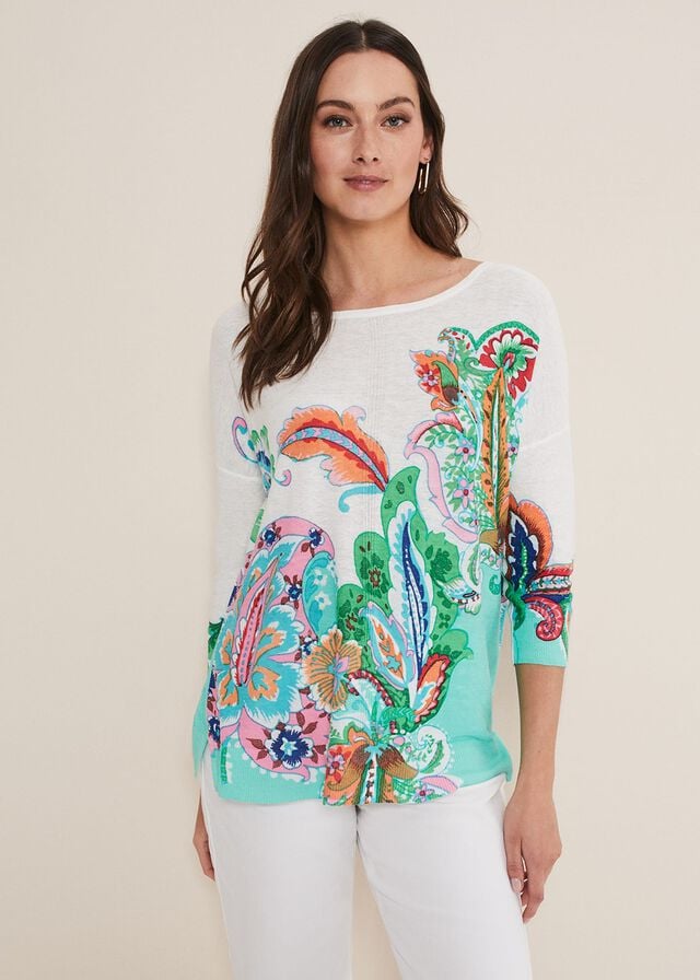 Multicolor Phase Eight Azalia Paisley Print Knitwear | 0234AOKLE