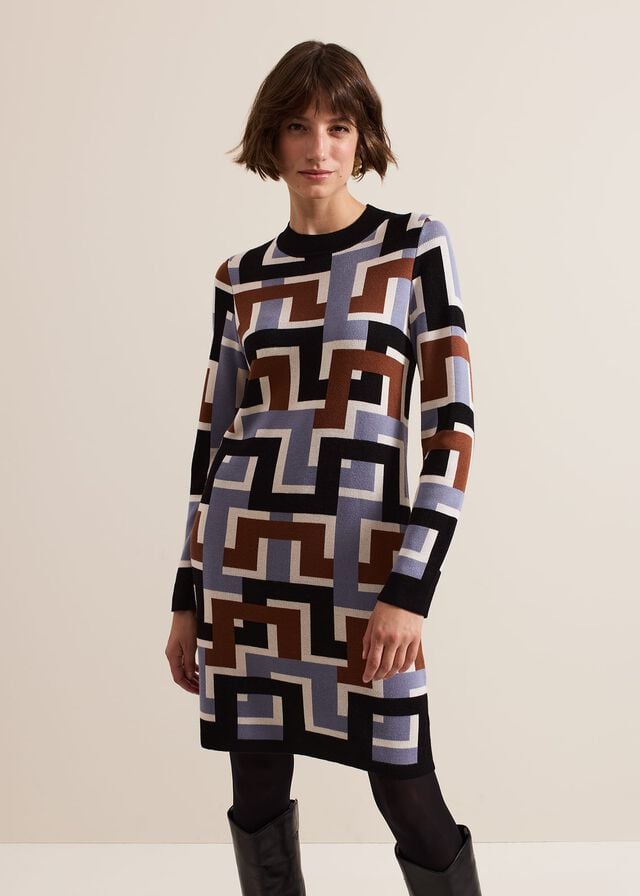 Multicolor Phase Eight Brianna Jacquard Tunicted Dress | 2091XLKQZ