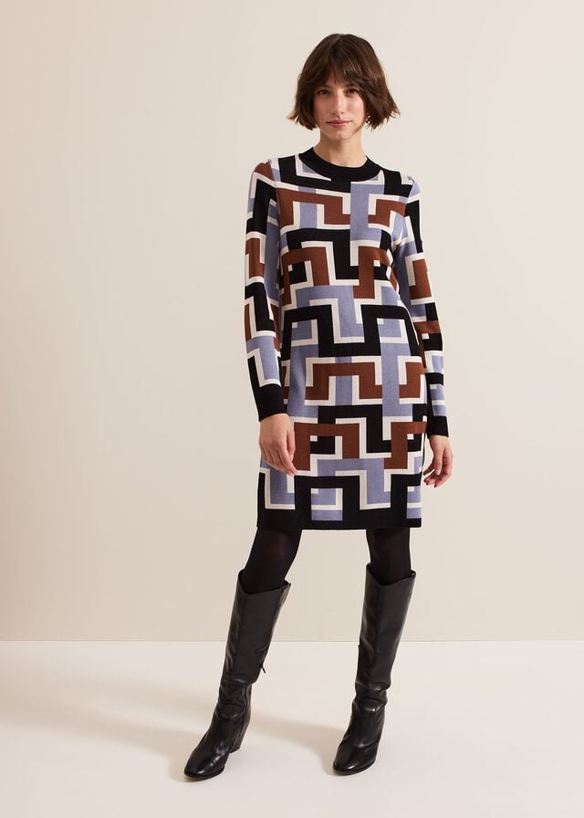 Multicolor Phase Eight Brianna Jacquard Tunicted Dress | 2091XLKQZ