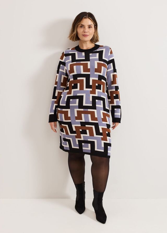 Multicolor Phase Eight Brianna Jacquard Tunicted Dress | 2091XLKQZ