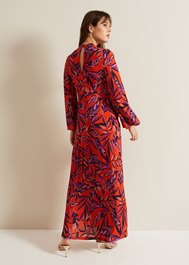 Multicolor Phase Eight Briella Leaf Print Dress | 1239ZGFSE