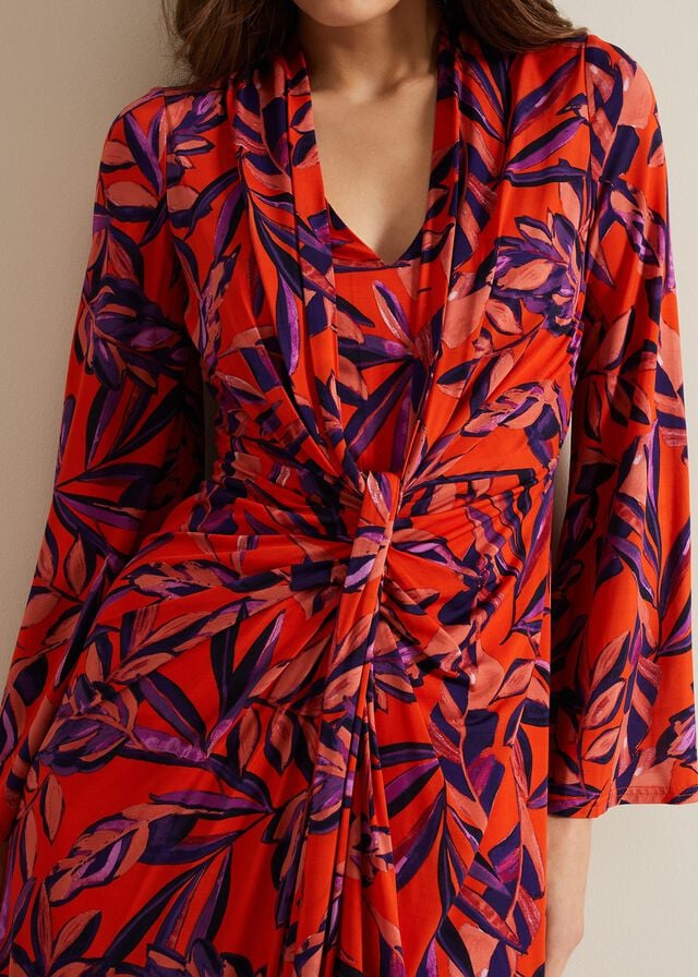 Multicolor Phase Eight Briella Leaf Print Dress | 1239ZGFSE