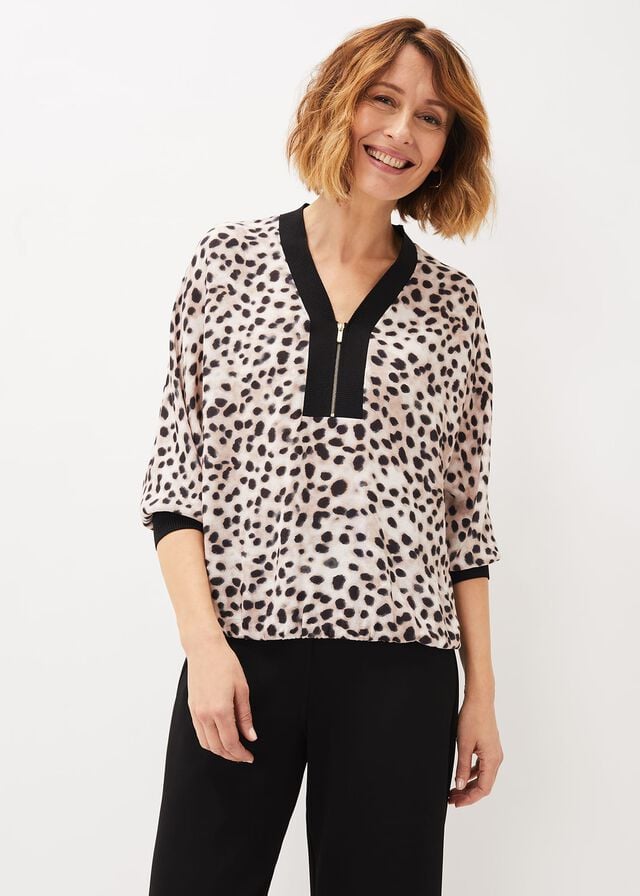 Multicolor Phase Eight Calla Leopard Print Shirts | 7015UMBDI