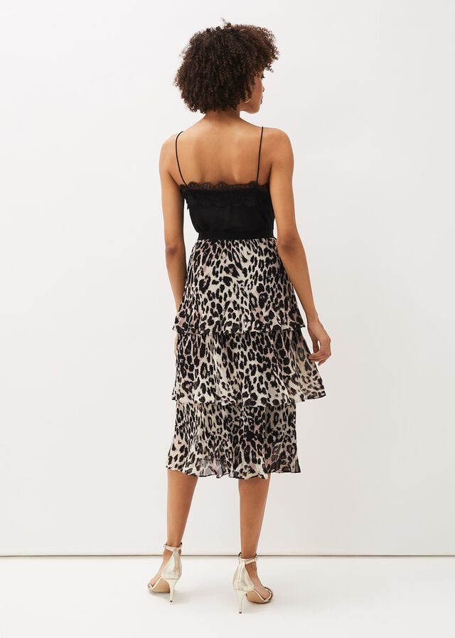 Multicolor Phase Eight Chelsie Leopard Tiered Skirts | 4985VZDNQ