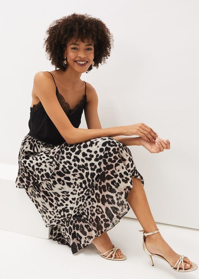 Multicolor Phase Eight Chelsie Leopard Tiered Skirts | 4985VZDNQ