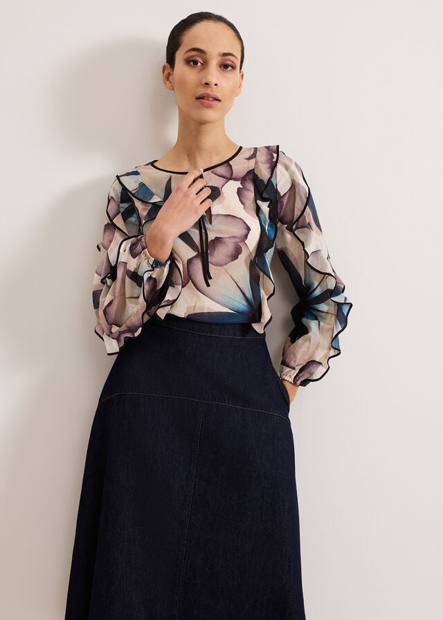 Multicolor Phase Eight Cosmos Silk Shirts | 7198CTUWJ