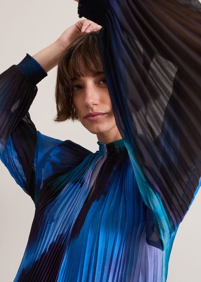 Multicolor Phase Eight Eleanor Abstract Pleat Shirts | 7209TSKJX