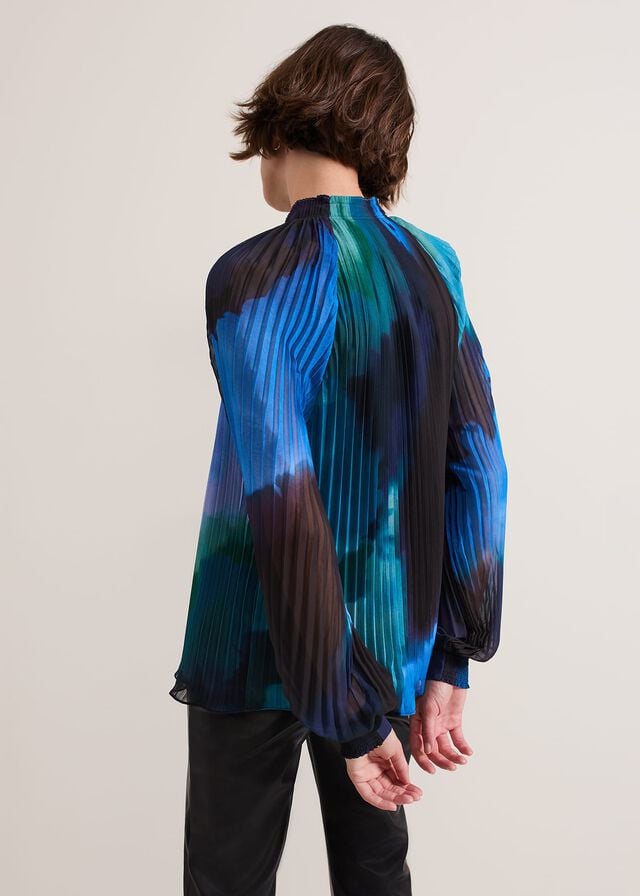 Multicolor Phase Eight Eleanor Abstract Pleat Shirts | 7209TSKJX