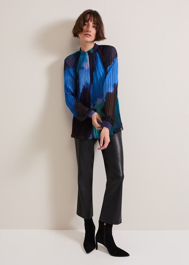 Multicolor Phase Eight Eleanor Abstract Pleat Shirts | 7209TSKJX