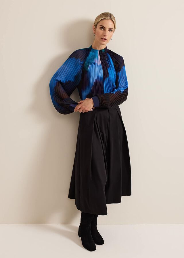 Multicolor Phase Eight Eleanor Abstract Pleat Shirts | 7209TSKJX