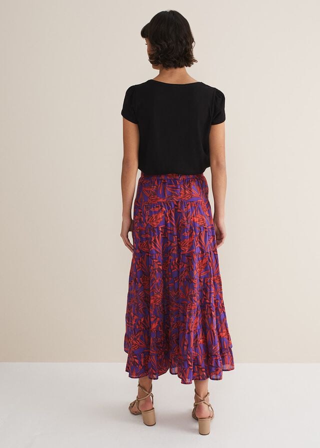 Multicolor Phase Eight Eloraina Leaf Print Skirts | 9750WJOVR