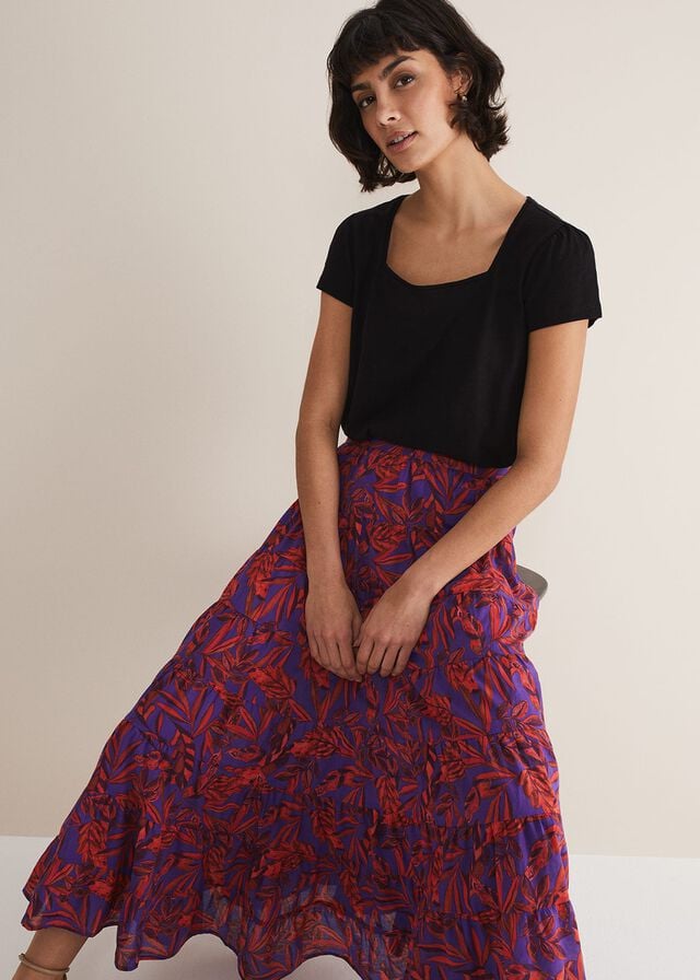 Multicolor Phase Eight Eloraina Leaf Print Skirts | 9750WJOVR