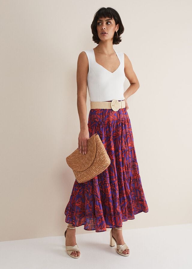 Multicolor Phase Eight Eloraina Leaf Print Skirts | 9750WJOVR