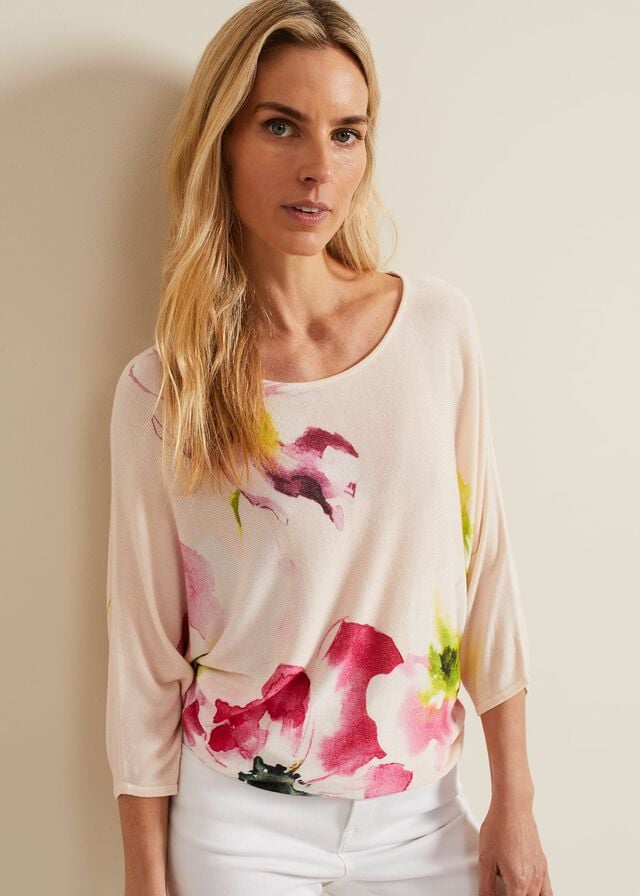 Multicolor Phase Eight Erika Floral Placement Knitwear | 5183NGFYP