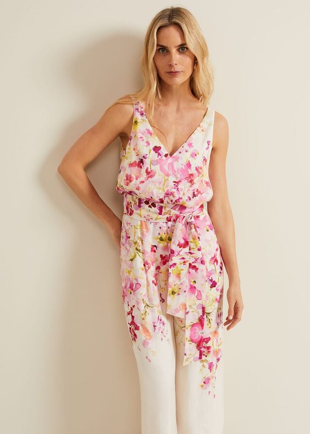 Multicolor Phase Eight Ethel Floral Wide Leg Dress | 8104GRYVM