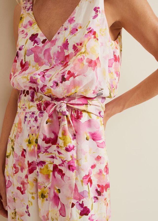 Multicolor Phase Eight Ethel Floral Wide Leg Dress | 8104GRYVM