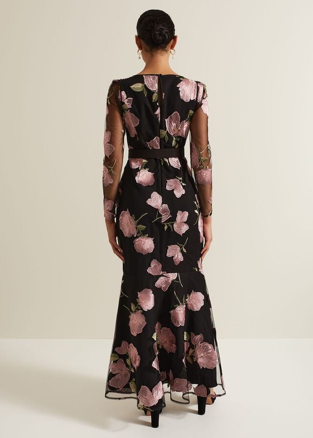 Multicolor Phase Eight Genny Floral Print Embroidered Dres Dress | 1987GEBXN