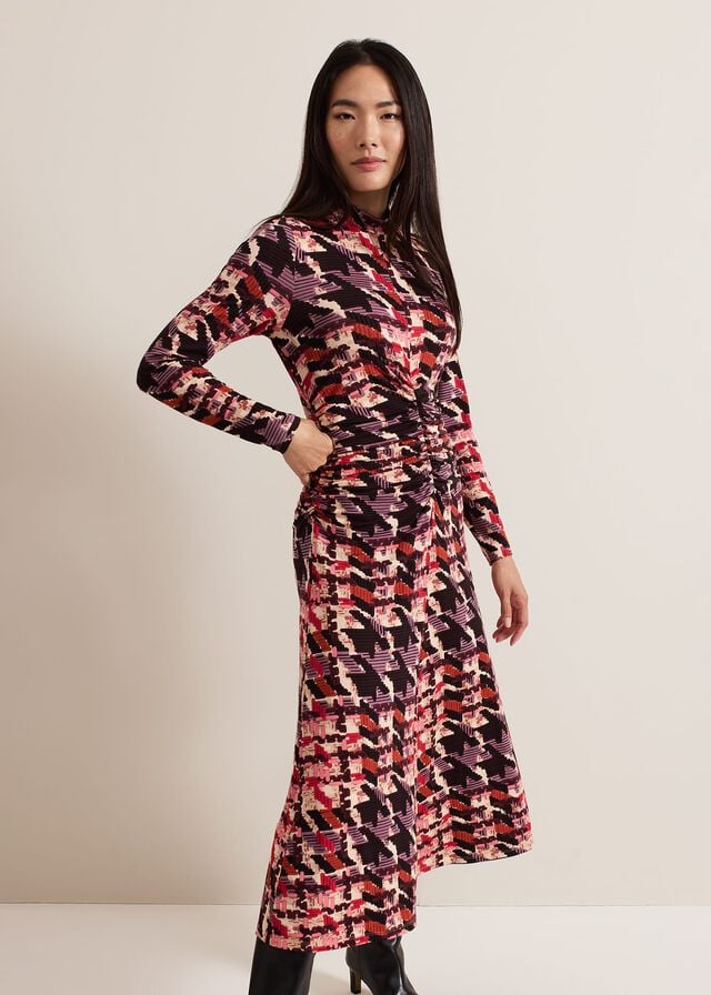 Multicolor Phase Eight Harrie Dogtooth Colourful Dress | 5691LOTCU