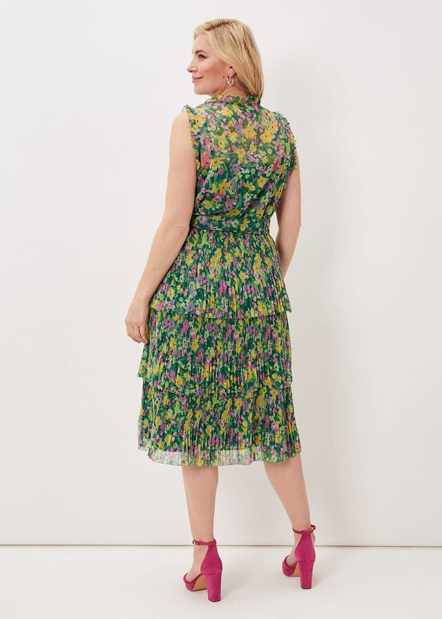 Multicolor Phase Eight Heidi Printed Plisse Co-Ord Skirts | 1342JVNWO