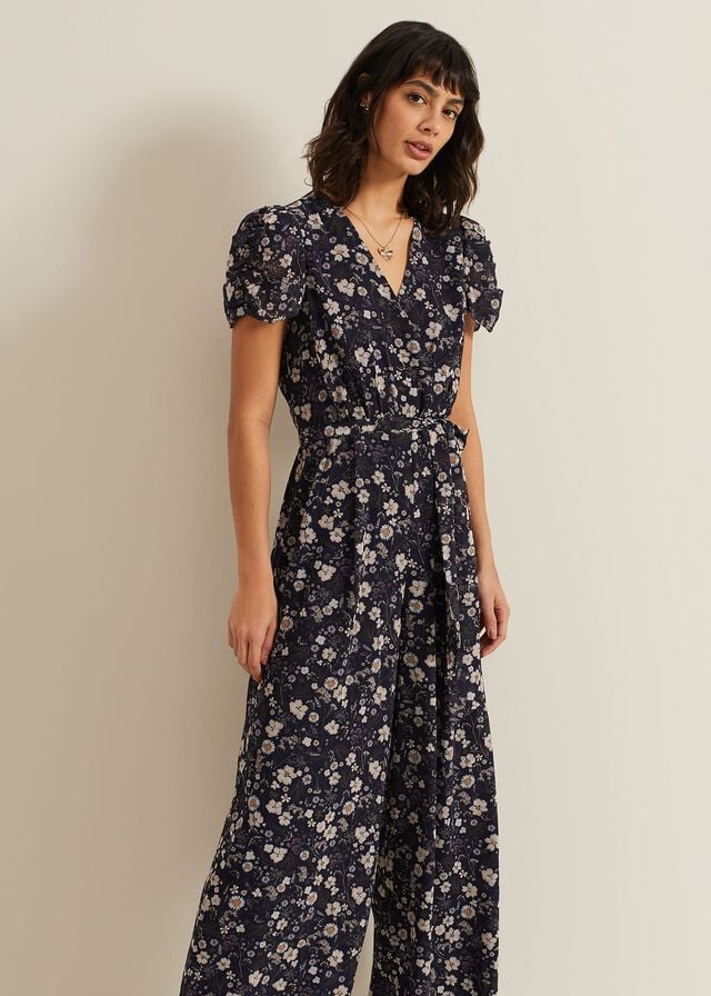 Multicolor Phase Eight Helene Floral Print Jumpsuit | 6104QBEOV