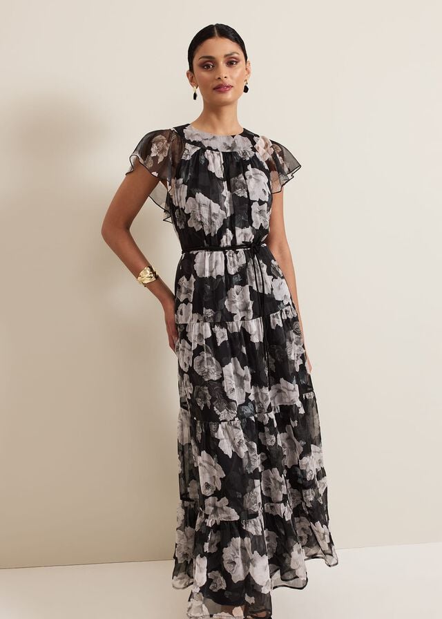 Multicolor Phase Eight Jordine Floral Print Midaxi Dress | 1072DEWNL