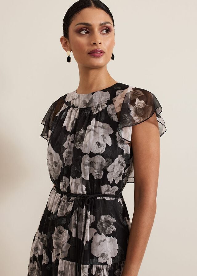 Multicolor Phase Eight Jordine Floral Print Midaxi Dress | 1072DEWNL