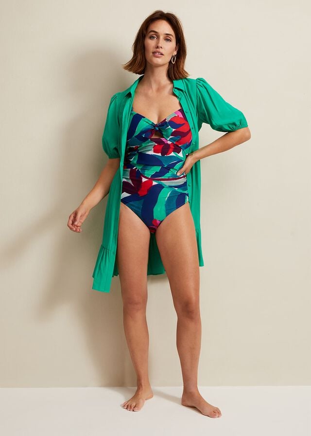 Multicolor Phase Eight Jungle Palm Print Knot Tie Swimwear | 0169SEBTI