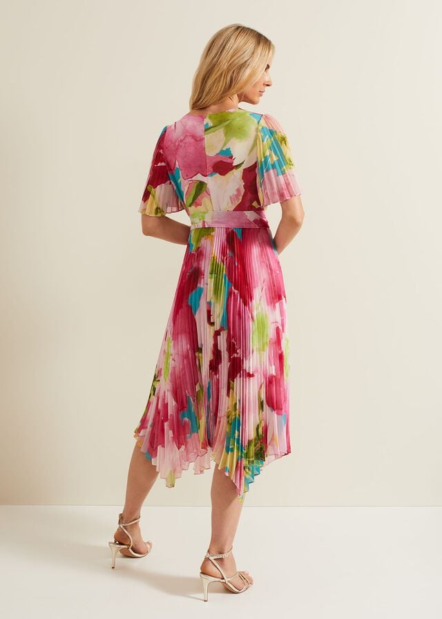 Multicolor Phase Eight Kendall Floral Pleat Dress | 5329UPEZD