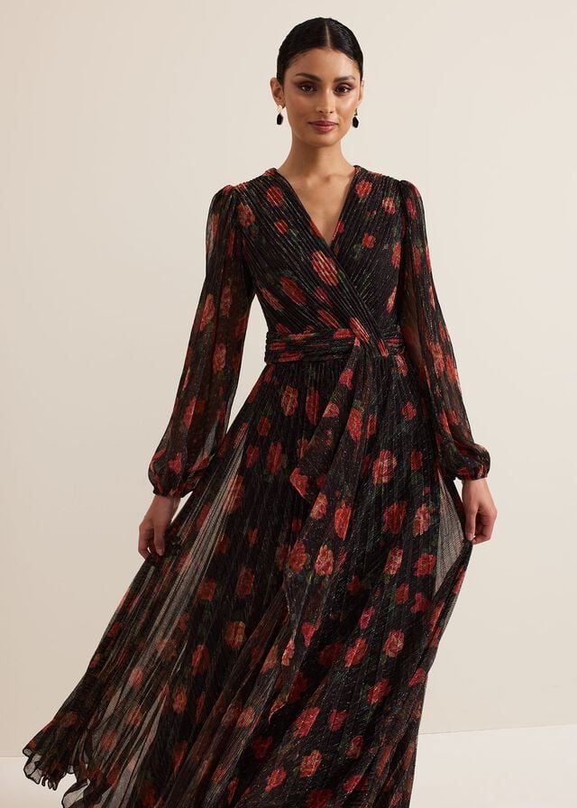 Multicolor Phase Eight Kenzia Wrap Floral Shimmer Dress | 9421CKGPL