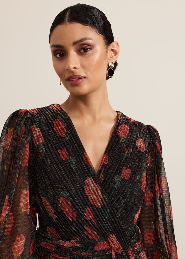 Multicolor Phase Eight Kenzia Wrap Floral Shimmer Dress | 9421CKGPL