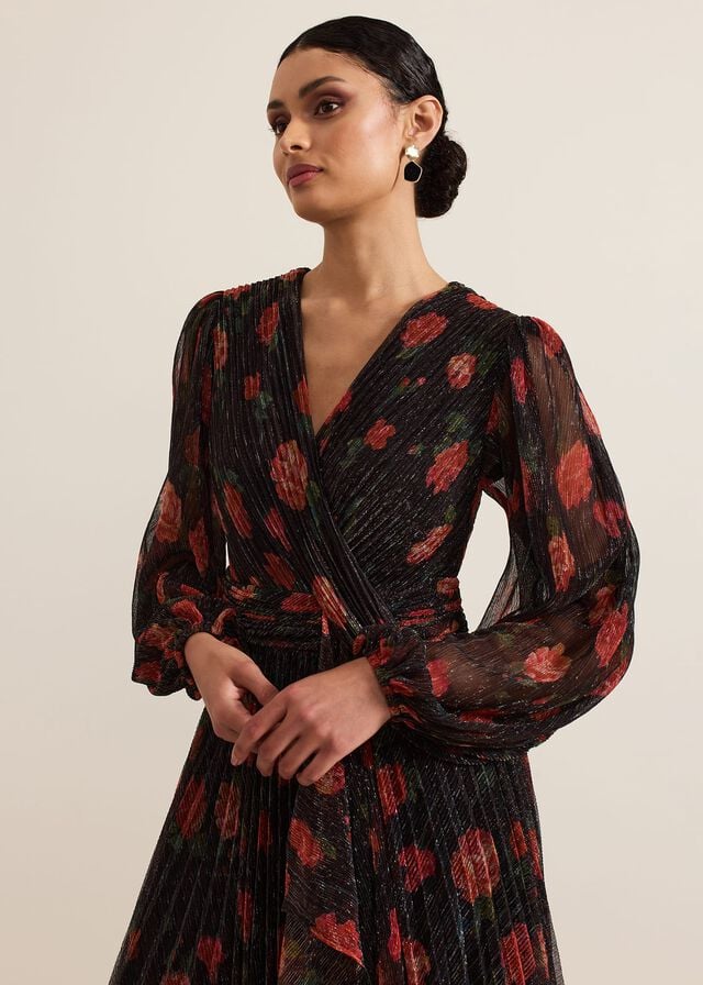 Multicolor Phase Eight Kenzia Wrap Floral Shimmer Dress | 9421CKGPL