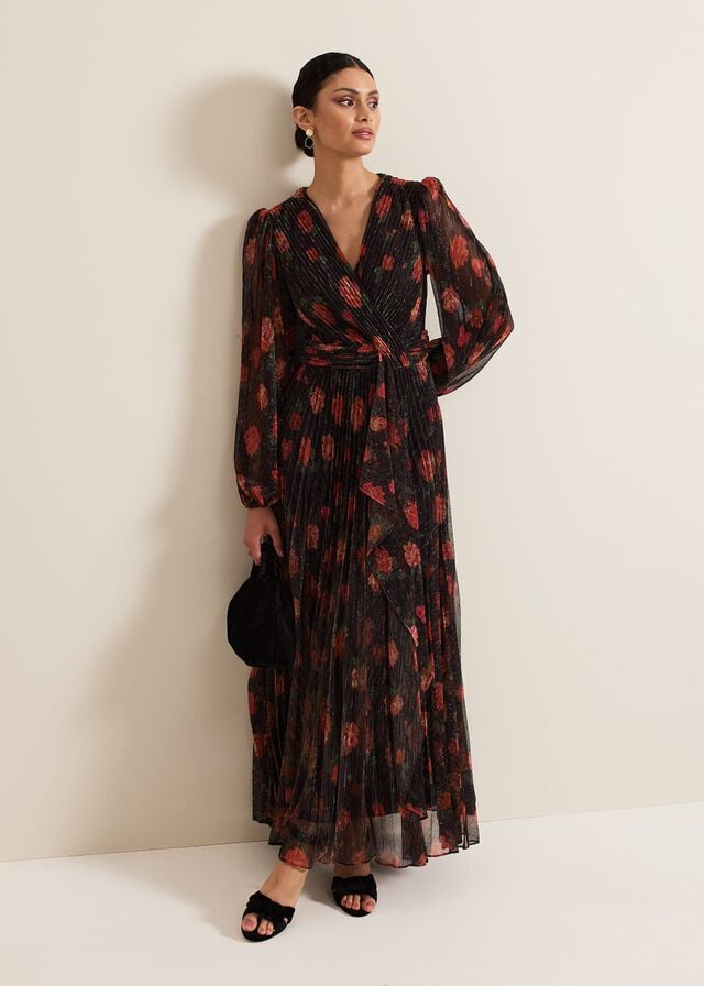Multicolor Phase Eight Kenzia Wrap Floral Shimmer Dress | 9421CKGPL