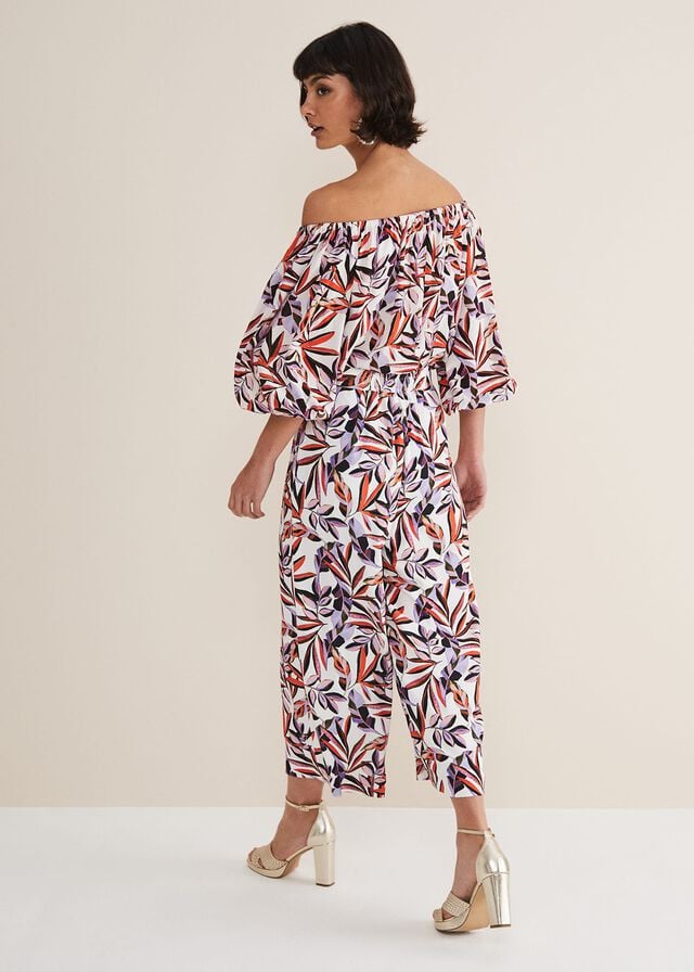 Multicolor Phase Eight Lois Leaf Print Culottes Trousers | 4103HGJQC