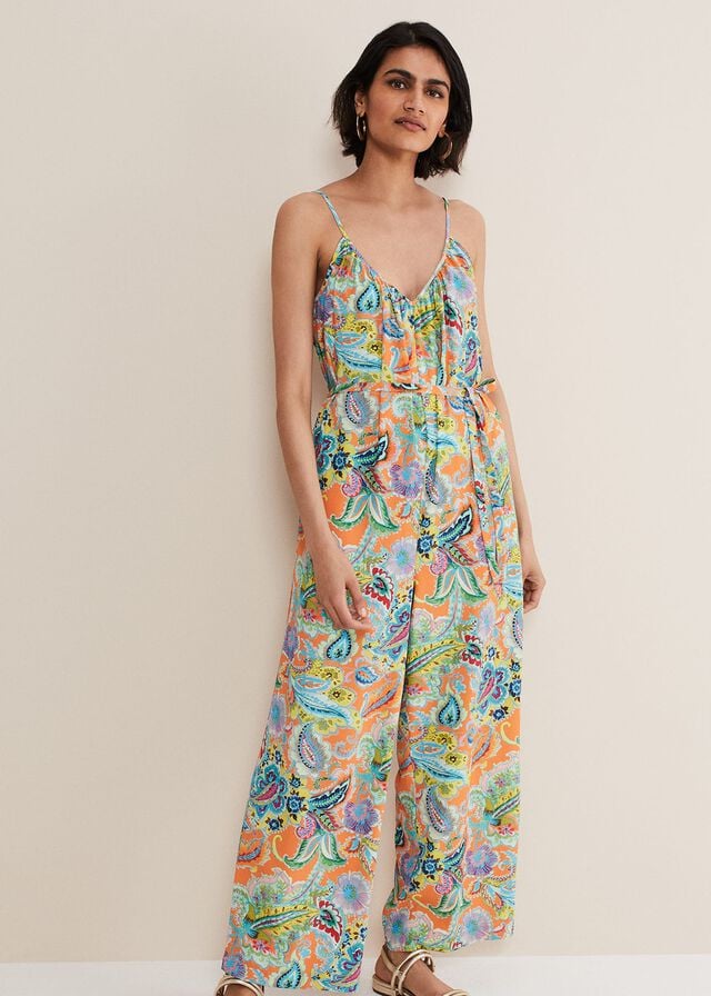 Multicolor Phase Eight Lou Printed Paisley Boilersuit Jumpsuit | 1054YIPBQ