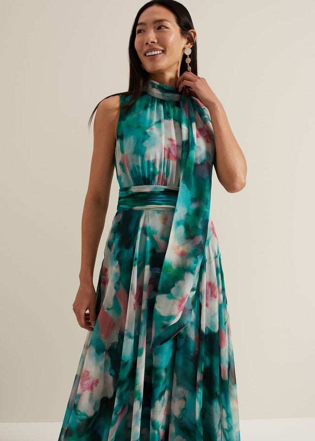 Multicolor Phase Eight Lucinda Chiffon Print Dress | 5327NCFIR