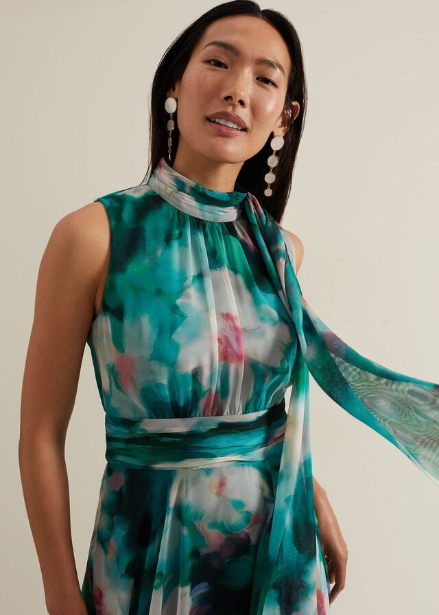 Multicolor Phase Eight Lucinda Chiffon Print Dress | 5327NCFIR