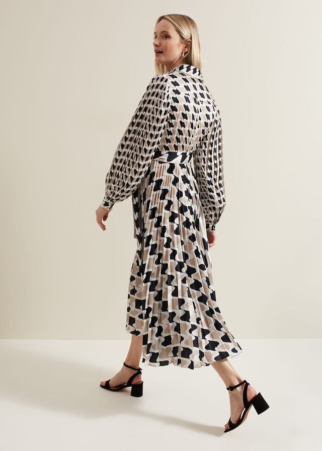 Multicolor Phase Eight Lyric Geo Pleated Dress | 8017DJHGS