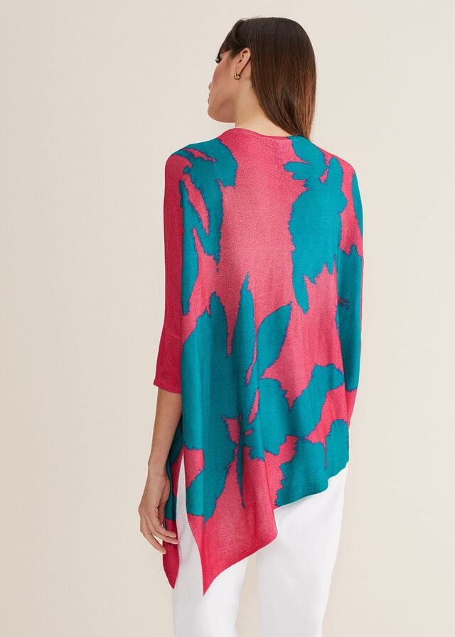 Multicolor Phase Eight Madison Printed Asymmetric Hem Knitwear | 7938HJNXK
