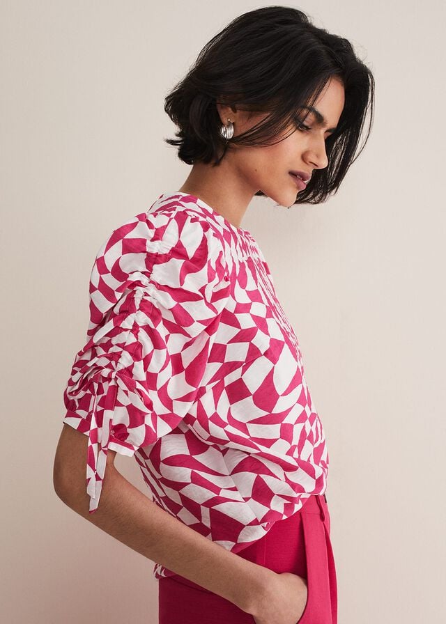Multicolor Phase Eight Marnie Geo Shirts | 3864DRFLM