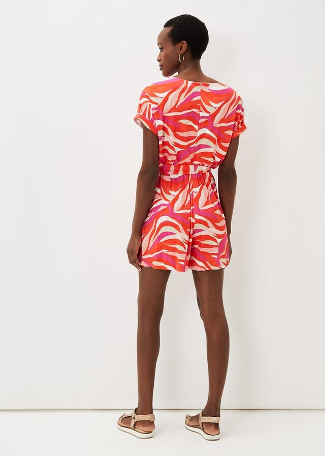 Multicolor Phase Eight Meryl Wave Print Playsuit Jumpsuit | 5826PZSGV