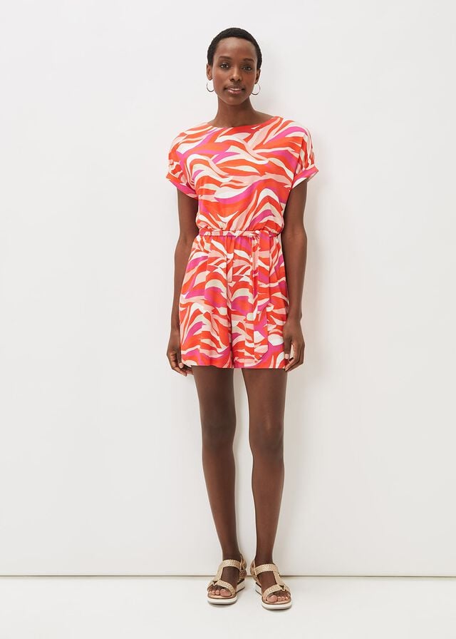 Multicolor Phase Eight Meryl Wave Print Playsuit Jumpsuit | 5826PZSGV