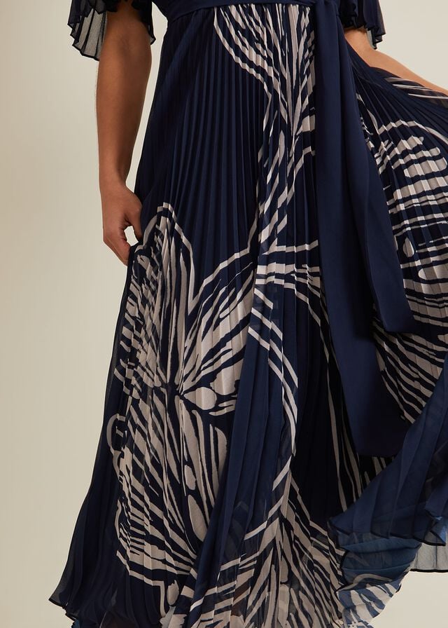 Multicolor Phase Eight Petite Abigail Printed Pleat Midaxi Dress | 0891SPVNA