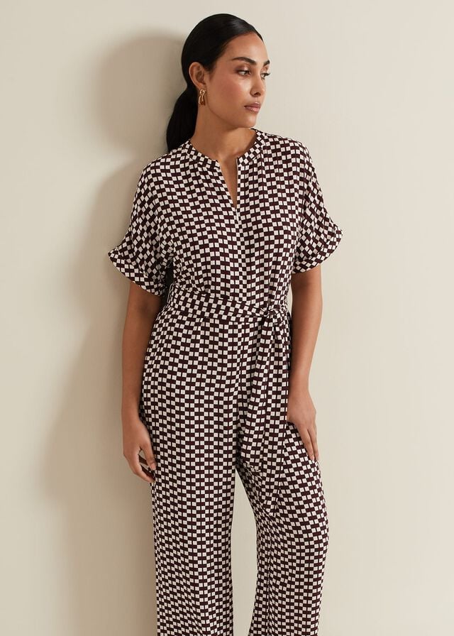 Multicolor Phase Eight Petite Andra Geo Tie Waist Jumpsuit | 4276JFKQE