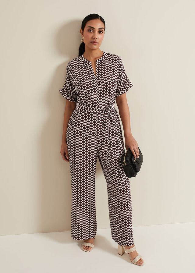 Multicolor Phase Eight Petite Andra Geo Tie Waist Jumpsuit | 4276JFKQE