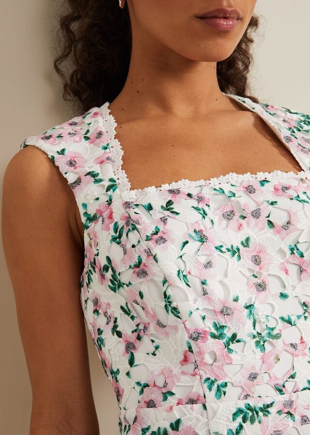 Multicolor Phase Eight Petite Diana Floral Lace Dress | 7952QSYTK