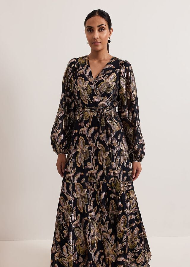 Multicolor Phase Eight Petite Ellio Silk Shimmer Dress | 1689RUEAI