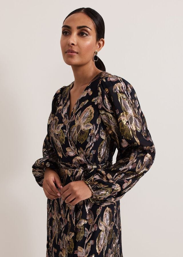 Multicolor Phase Eight Petite Ellio Silk Shimmer Dress | 1689RUEAI